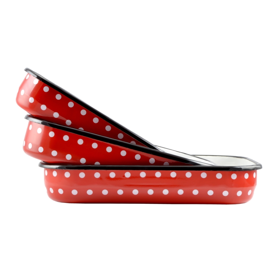 Piros pöttyös zománcozott tepsi - 37x25,5 cm 2 Piros pöttyös zománcozott tepsi - 37x25,5 cm - Image 2