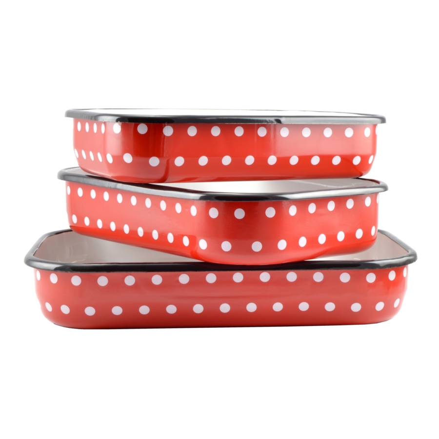 Piros pöttyös zománcozott tepsi - 37x25,5 cm 3 Piros pöttyös zománcozott tepsi - 37x25,5 cm - Image 3